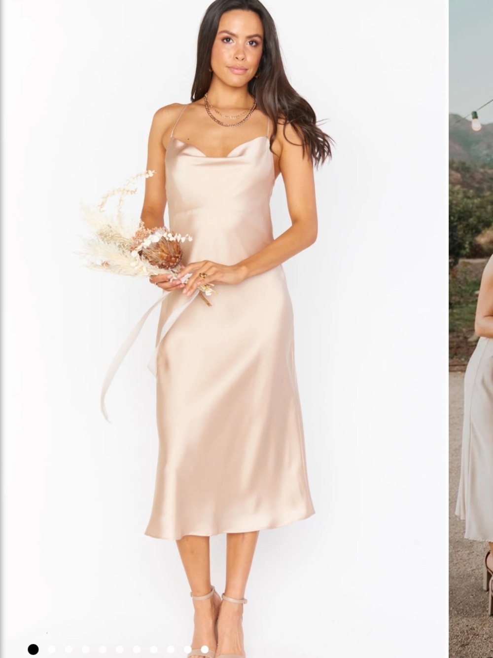 Show Me Your MuMu Verona Cowl Midi Dress - Champagne Luxe Satin size Medium